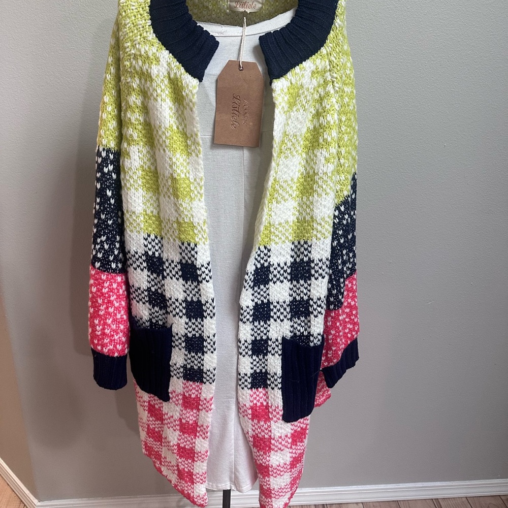Colorful Checkered Cardigan
